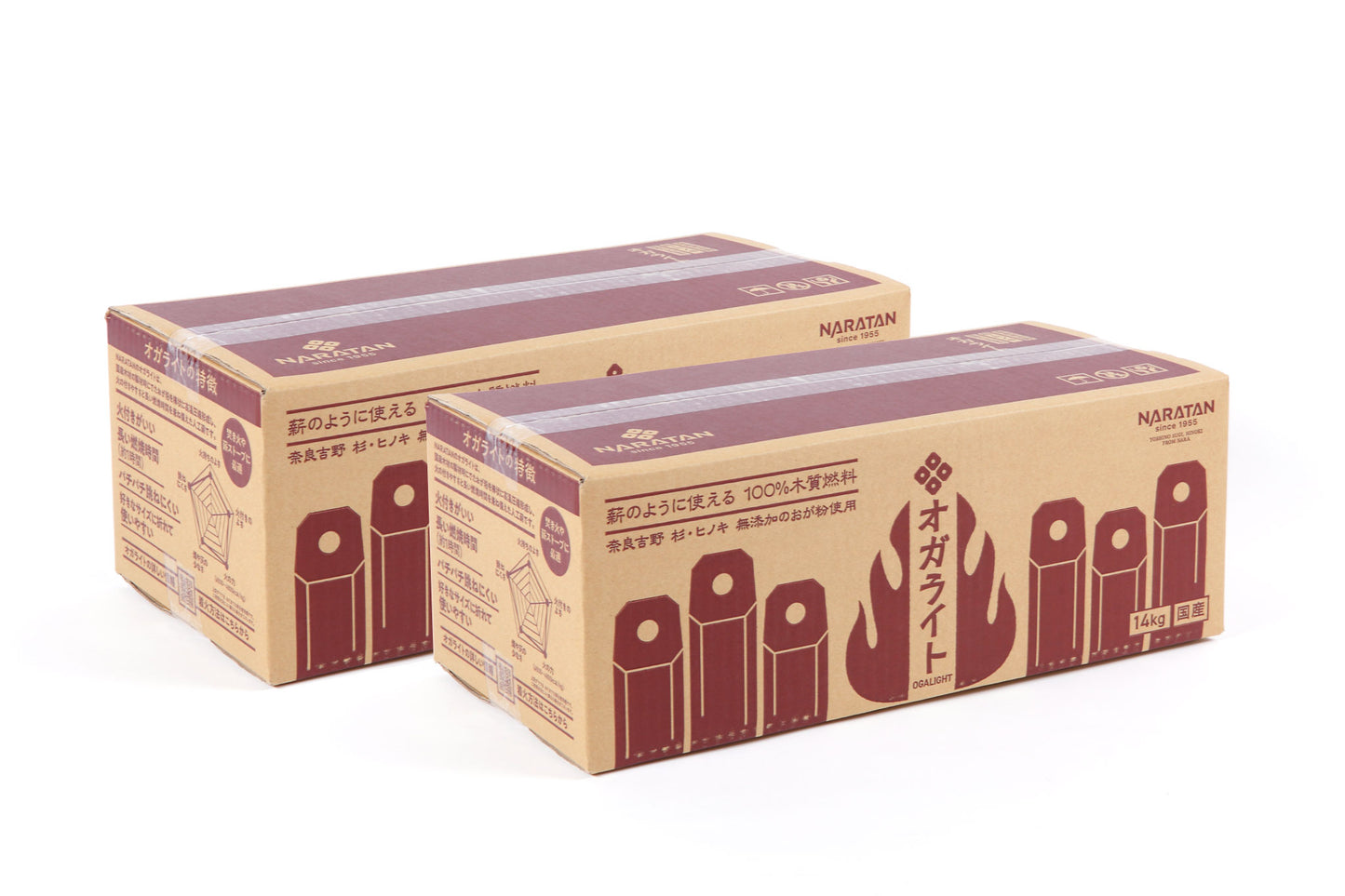 国産オガライト14kg(吉野杉・ヒノキ使用)2箱セット